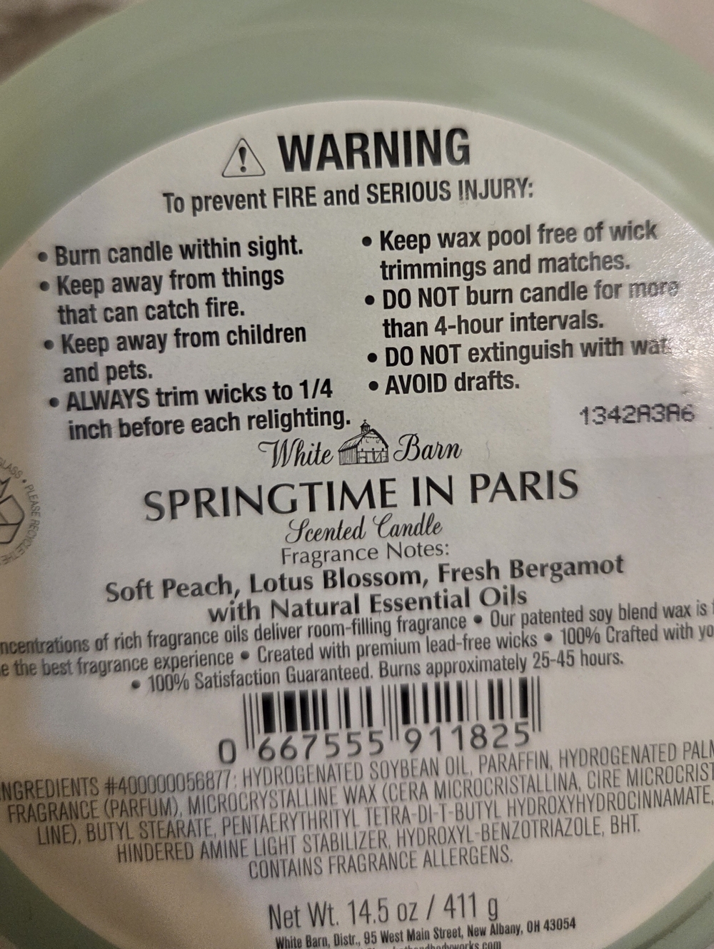 Bath & Body Works Springtime in Paris Candle - Mint Green - Picture 3 of 3